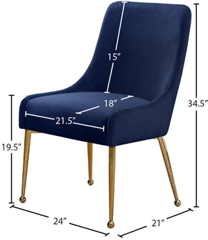 Owen Velvet / Engineered Wood / Foam Contemporary Navy Velvet Dining Chair - 24" W x 21" D x 34.5" H