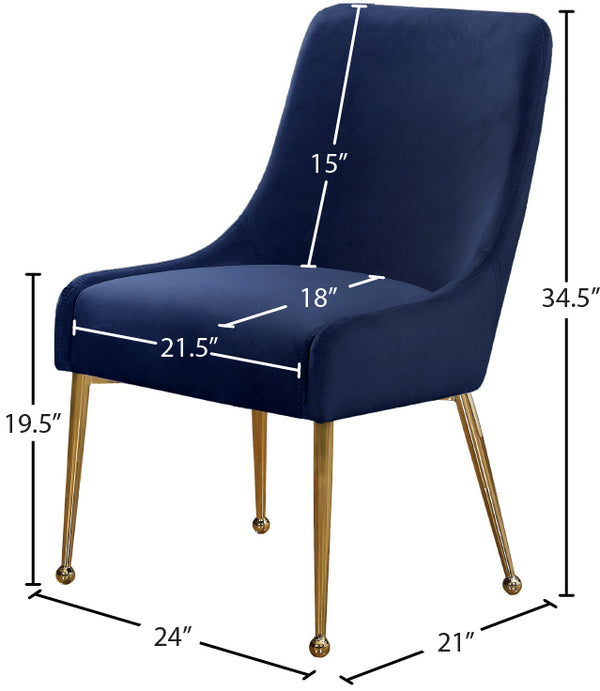 Owen Velvet / Engineered Wood / Foam Contemporary Navy Velvet Dining Chair - 24" W x 21" D x 34.5" H