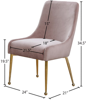 Owen Velvet / Engineered Wood / Foam Contemporary Pink Velvet Dining Chair - 24" W x 21" D x 34.5" H