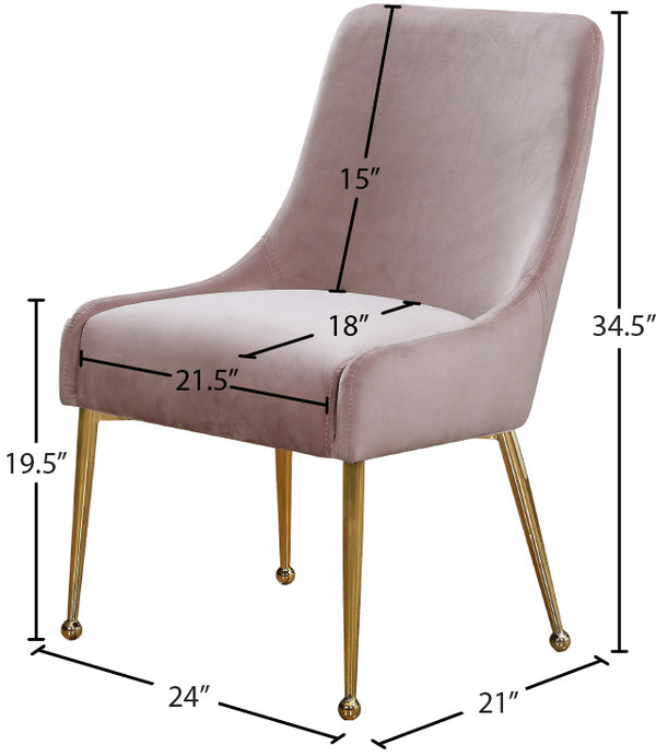 Owen Velvet / Engineered Wood / Foam Contemporary Pink Velvet Dining Chair - 24" W x 21" D x 34.5" H