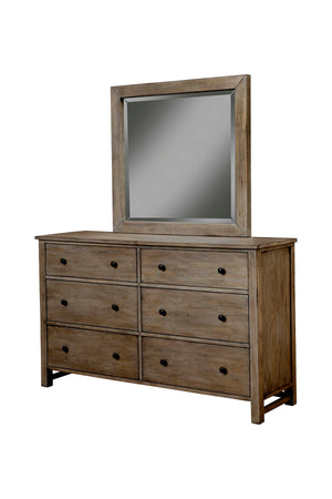 Classic Mirror: Antique-Style Beveled Glass with Weathered Gray Finish, Perfect for Any Bedroom Décor