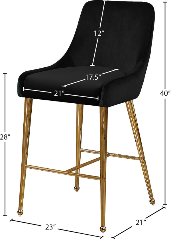 Owen Velvet / Engineered Wood / Foam Contemporary Black Velvet Stool - 23" W x 21" D x 40" H