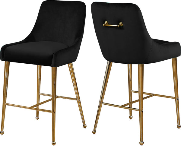 Owen Velvet / Engineered Wood / Foam Contemporary Black Velvet Stool - 23" W x 21" D x 40" H