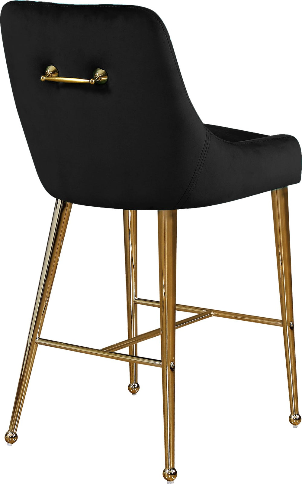Owen Velvet / Engineered Wood / Foam Contemporary Black Velvet Stool - 23" W x 21" D x 40" H