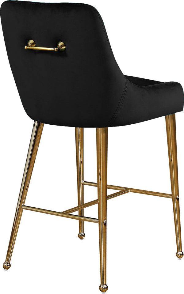 Owen Velvet / Engineered Wood / Foam Contemporary Black Velvet Stool - 23" W x 21" D x 40" H