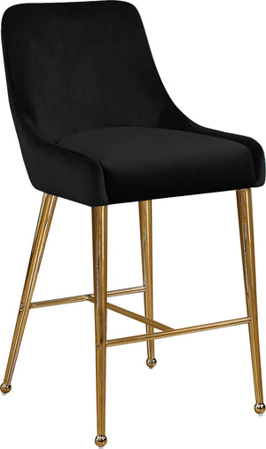 Owen Velvet / Engineered Wood / Foam Contemporary Black Velvet Stool - 23" W x 21" D x 40" H