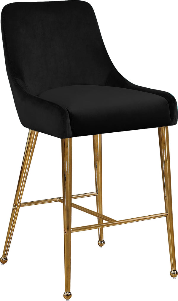Owen Velvet / Engineered Wood / Foam Contemporary Black Velvet Stool - 23" W x 21" D x 40" H