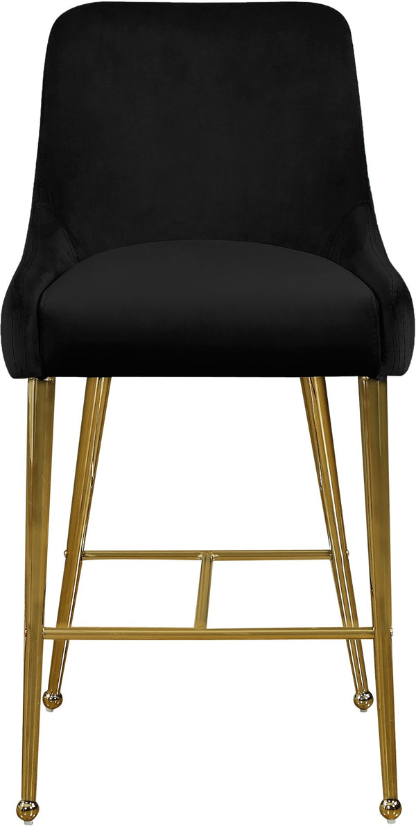 Owen Velvet / Engineered Wood / Foam Contemporary Black Velvet Stool - 23" W x 21" D x 40" H