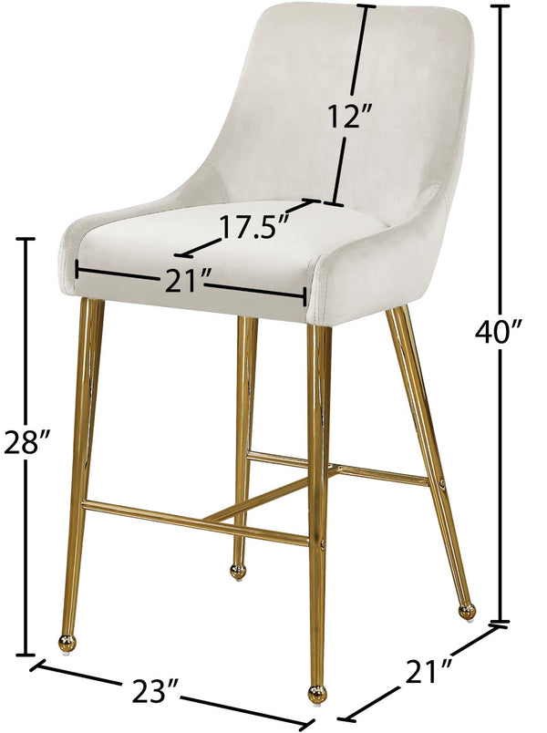 Owen Velvet / Engineered Wood / Foam Contemporary Cream Velvet Stool - 23" W x 21" D x 40" H
