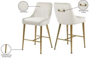 Owen Velvet / Engineered Wood / Foam Contemporary Cream Velvet Stool - 23" W x 21" D x 40" H