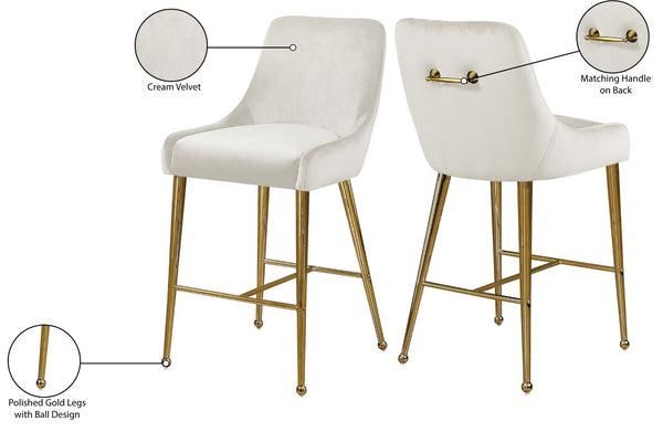 Owen Velvet / Engineered Wood / Foam Contemporary Cream Velvet Stool - 23" W x 21" D x 40" H