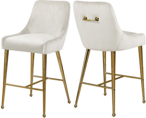 Owen Velvet / Engineered Wood / Foam Contemporary Cream Velvet Stool - 23" W x 21" D x 40" H
