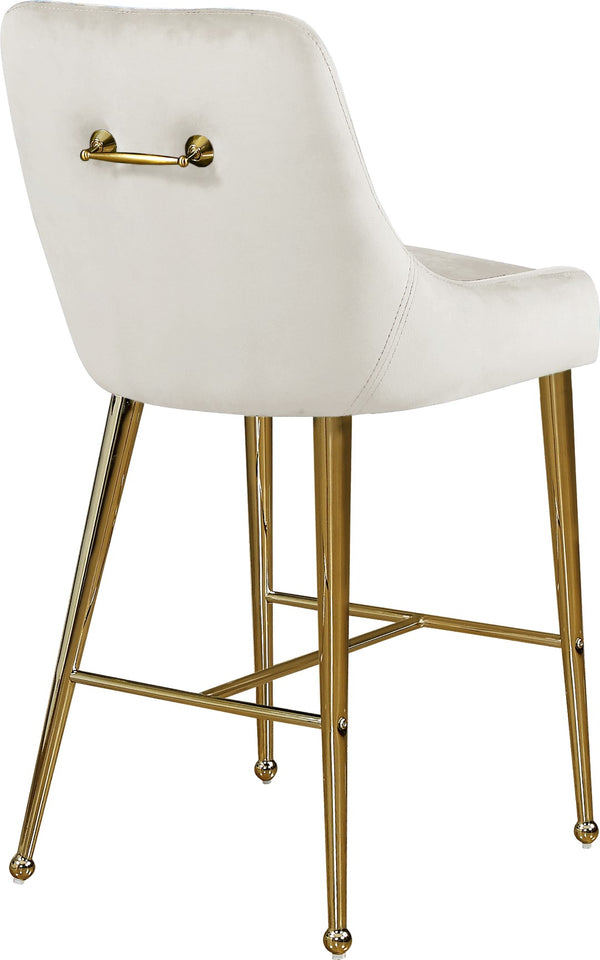 Owen Velvet / Engineered Wood / Foam Contemporary Cream Velvet Stool - 23" W x 21" D x 40" H