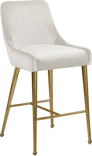 Owen Velvet / Engineered Wood / Foam Contemporary Cream Velvet Stool - 23" W x 21" D x 40" H