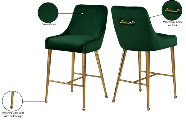 Owen Velvet / Engineered Wood / Foam Contemporary Green Velvet Stool - 23" W x 21" D x 40" H