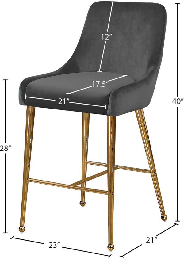 Owen Velvet / Engineered Wood / Foam Contemporary Grey Velvet Stool - 23" W x 21" D x 40" H