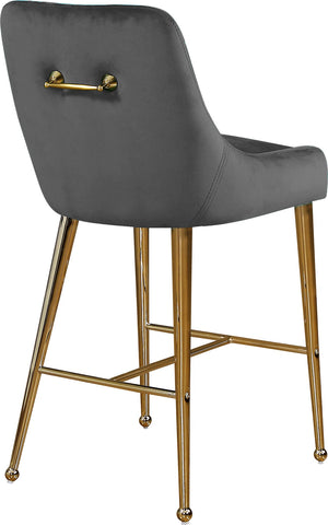 Owen Velvet / Engineered Wood / Foam Contemporary Grey Velvet Stool - 23" W x 21" D x 40" H