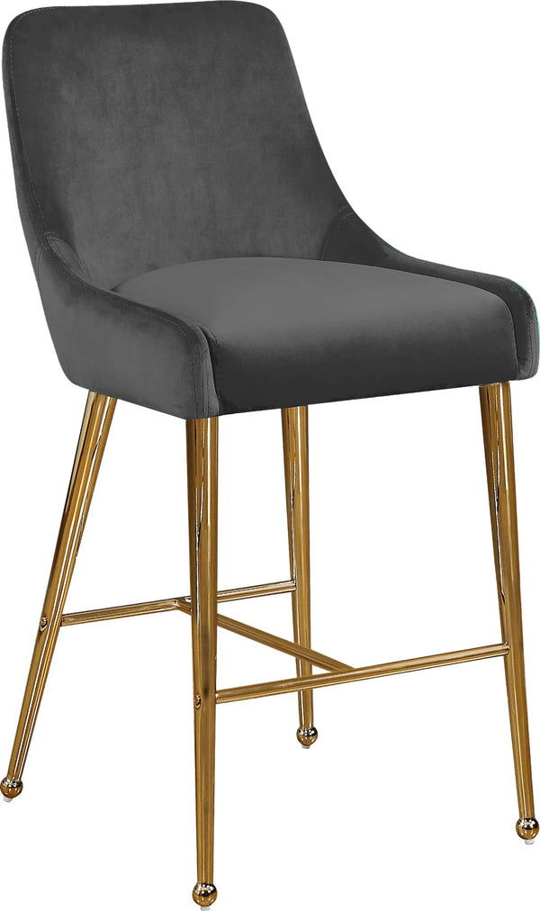 Owen Velvet / Engineered Wood / Foam Contemporary Grey Velvet Stool - 23" W x 21" D x 40" H