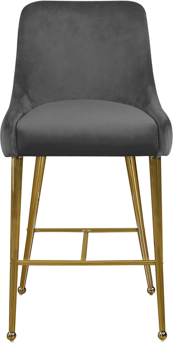 Owen Velvet / Engineered Wood / Foam Contemporary Grey Velvet Stool - 23" W x 21" D x 40" H