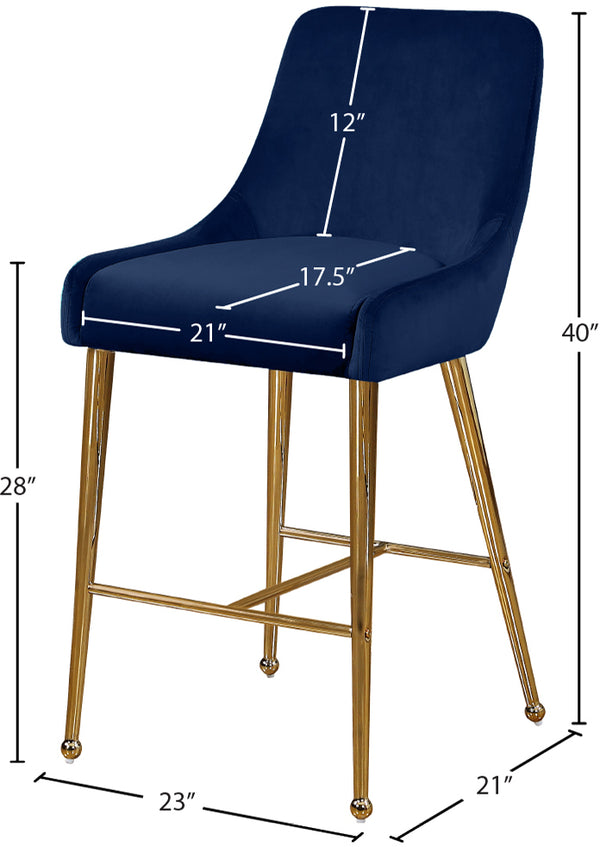 Owen Velvet / Engineered Wood / Foam Contemporary Navy Velvet Stool - 23" W x 21" D x 40" H