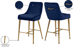 Owen Velvet / Engineered Wood / Foam Contemporary Navy Velvet Stool - 23" W x 21" D x 40" H
