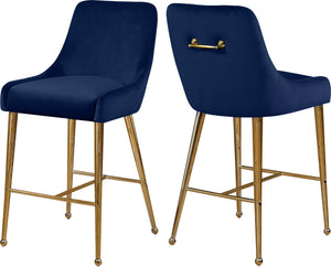 Owen Velvet / Engineered Wood / Foam Contemporary Navy Velvet Stool - 23" W x 21" D x 40" H