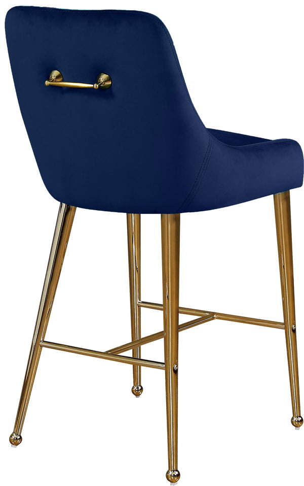 Owen Velvet / Engineered Wood / Foam Contemporary Navy Velvet Stool - 23" W x 21" D x 40" H
