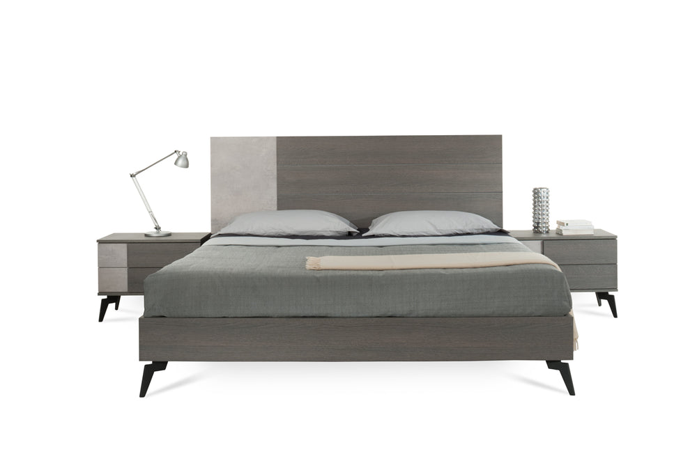 VIG Furniture Queen Nova Domus Palermo Italian Modern Faux Concrete & Grey Bed VGACPALERMO-BED-Q