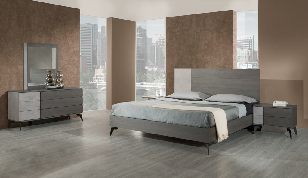 VIG Furniture Nova Domus Palermo Italian Modern Faux Concrete & Grey Bedroom Set VGACPALERMO-SET