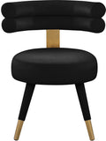 Fitzroy Velvet / Engineered Wood / Stainless Steel / Foam Contemporary Black Velvet Dining Chair - 24.5" W x 22" D x 29.5" H