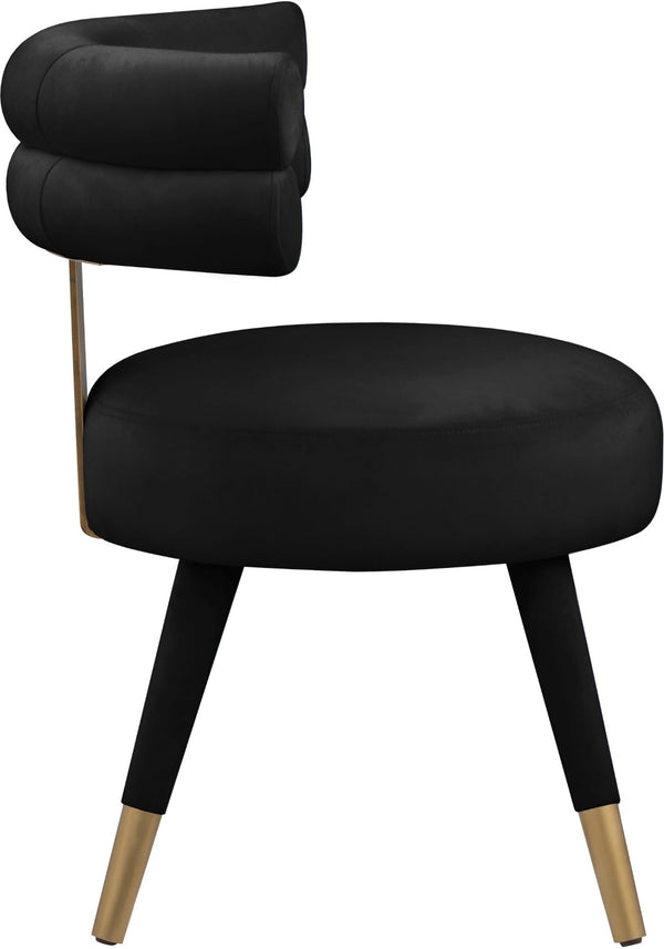 Fitzroy Velvet / Engineered Wood / Stainless Steel / Foam Contemporary Black Velvet Dining Chair - 24.5" W x 22" D x 29.5" H