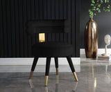 Fitzroy Velvet / Engineered Wood / Stainless Steel / Foam Contemporary Black Velvet Dining Chair - 24.5" W x 22" D x 29.5" H