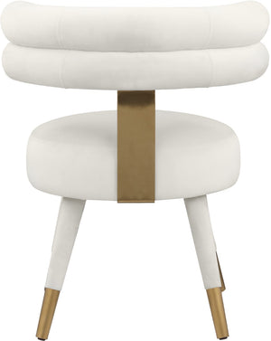 Fitzroy Velvet / Engineered Wood / Stainless Steel / Foam Contemporary Cream Velvet Dining Chair - 24.5" W x 22" D x 29.5" H