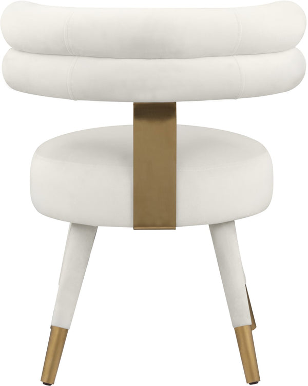 Fitzroy Velvet / Engineered Wood / Stainless Steel / Foam Contemporary Cream Velvet Dining Chair - 24.5" W x 22" D x 29.5" H
