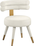 Fitzroy Velvet / Engineered Wood / Stainless Steel / Foam Contemporary Cream Velvet Dining Chair - 24.5" W x 22" D x 29.5" H