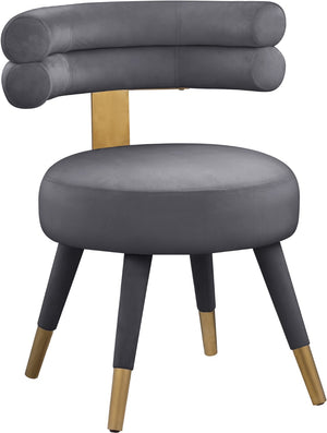 Fitzroy Velvet / Engineered Wood / Stainless Steel / Foam Contemporary Grey Velvet Dining Chair - 24.5" W x 22" D x 29.5" H