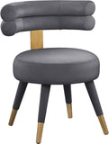 Fitzroy Velvet / Engineered Wood / Stainless Steel / Foam Contemporary Grey Velvet Dining Chair - 24.5" W x 22" D x 29.5" H