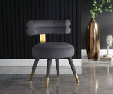 Fitzroy Velvet / Engineered Wood / Stainless Steel / Foam Contemporary Grey Velvet Dining Chair - 24.5" W x 22" D x 29.5" H