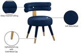 Fitzroy Velvet / Engineered Wood / Stainless Steel / Foam Contemporary Navy Velvet Dining Chair - 24.5" W x 22" D x 29.5" H