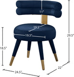 Fitzroy Velvet / Engineered Wood / Stainless Steel / Foam Contemporary Navy Velvet Dining Chair - 24.5" W x 22" D x 29.5" H