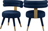 Fitzroy Velvet / Engineered Wood / Stainless Steel / Foam Contemporary Navy Velvet Dining Chair - 24.5" W x 22" D x 29.5" H