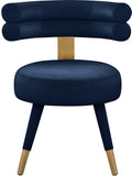 Fitzroy Velvet / Engineered Wood / Stainless Steel / Foam Contemporary Navy Velvet Dining Chair - 24.5" W x 22" D x 29.5" H