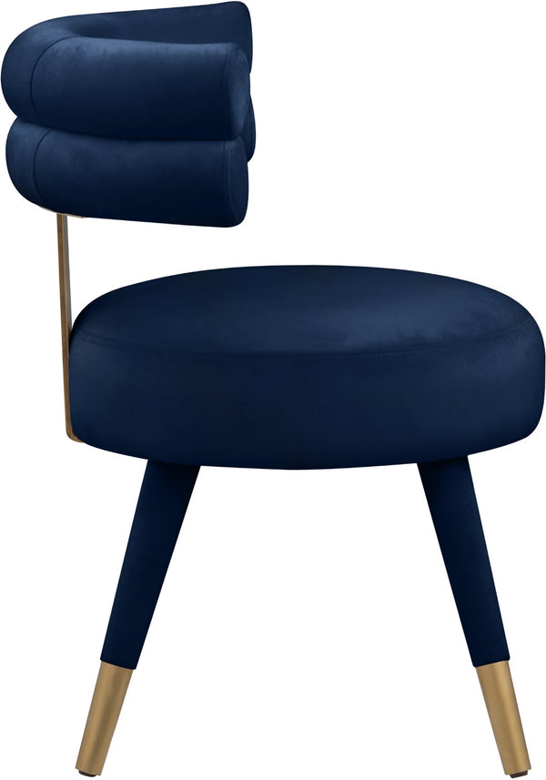 Fitzroy Velvet / Engineered Wood / Stainless Steel / Foam Contemporary Navy Velvet Dining Chair - 24.5" W x 22" D x 29.5" H