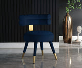 Fitzroy Velvet / Engineered Wood / Stainless Steel / Foam Contemporary Navy Velvet Dining Chair - 24.5" W x 22" D x 29.5" H