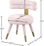 Fitzroy Velvet / Engineered Wood / Stainless Steel / Foam Contemporary Pink Velvet Dining Chair - 24.5" W x 22" D x 29.5" H