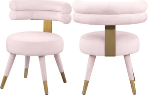Fitzroy Velvet / Engineered Wood / Stainless Steel / Foam Contemporary Pink Velvet Dining Chair - 24.5" W x 22" D x 29.5" H
