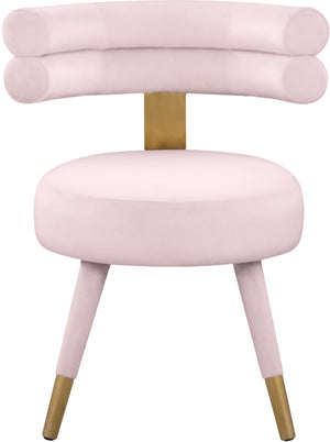 Fitzroy Velvet / Engineered Wood / Stainless Steel / Foam Contemporary Pink Velvet Dining Chair - 24.5" W x 22" D x 29.5" H