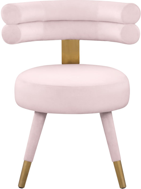 Fitzroy Velvet / Engineered Wood / Stainless Steel / Foam Contemporary Pink Velvet Dining Chair - 24.5" W x 22" D x 29.5" H
