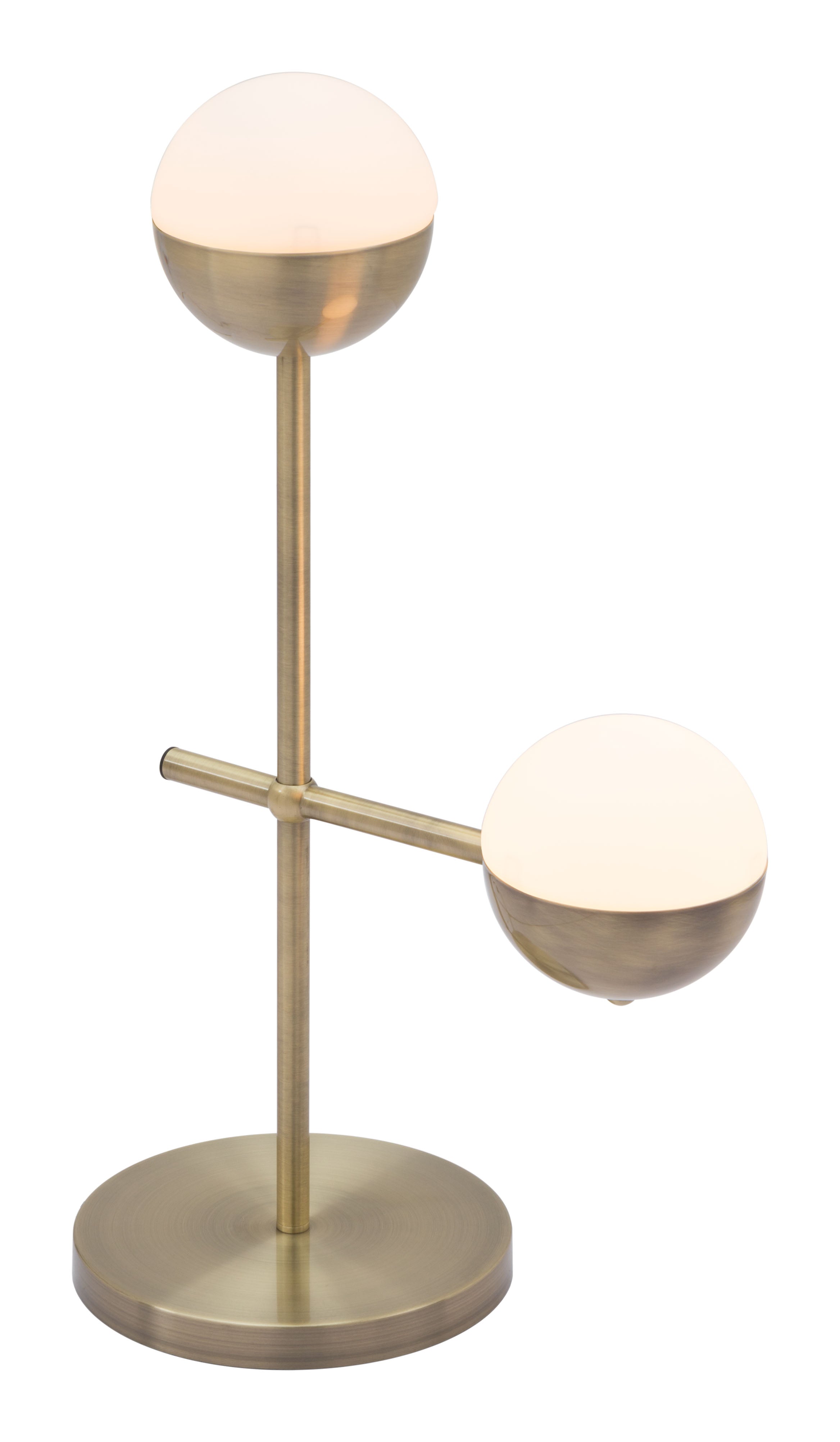 Waterloo Modern Mid-Century Table Lamp: Brushed Brass & Frosted Glass