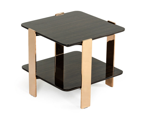 VIG Furniture Modrest Leroy Modern Ebony & Rosegold End Table VGHB280B-EBN